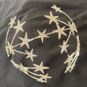 "Zandra" 1930's Style Star Headpiece — Silver Rhinestone Hair Cloche